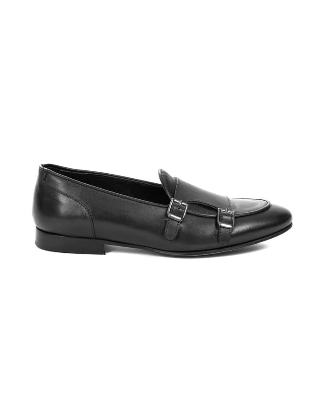 Gianni - black moccasin with double buckle
