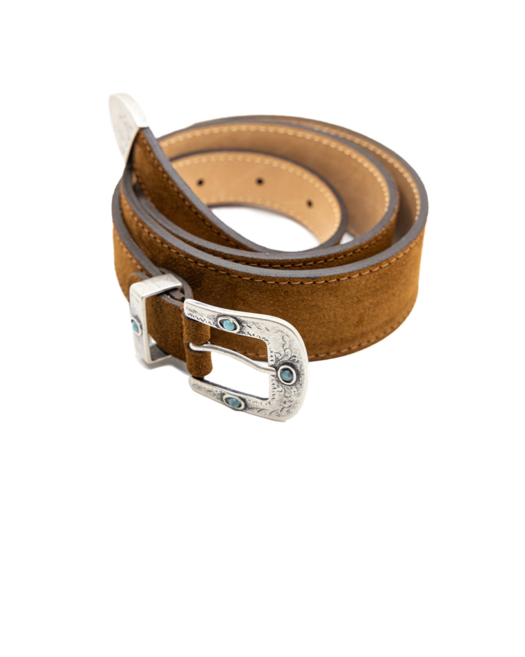 Quirico - camel jewel belt in suede