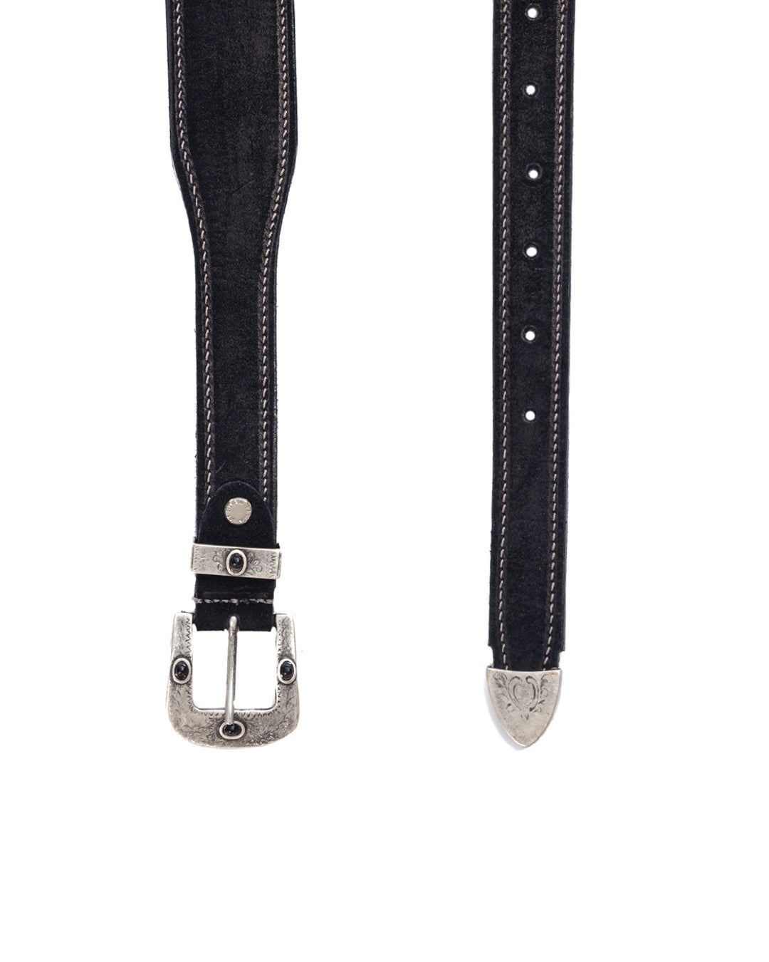 Quirico - black suede jewel belt