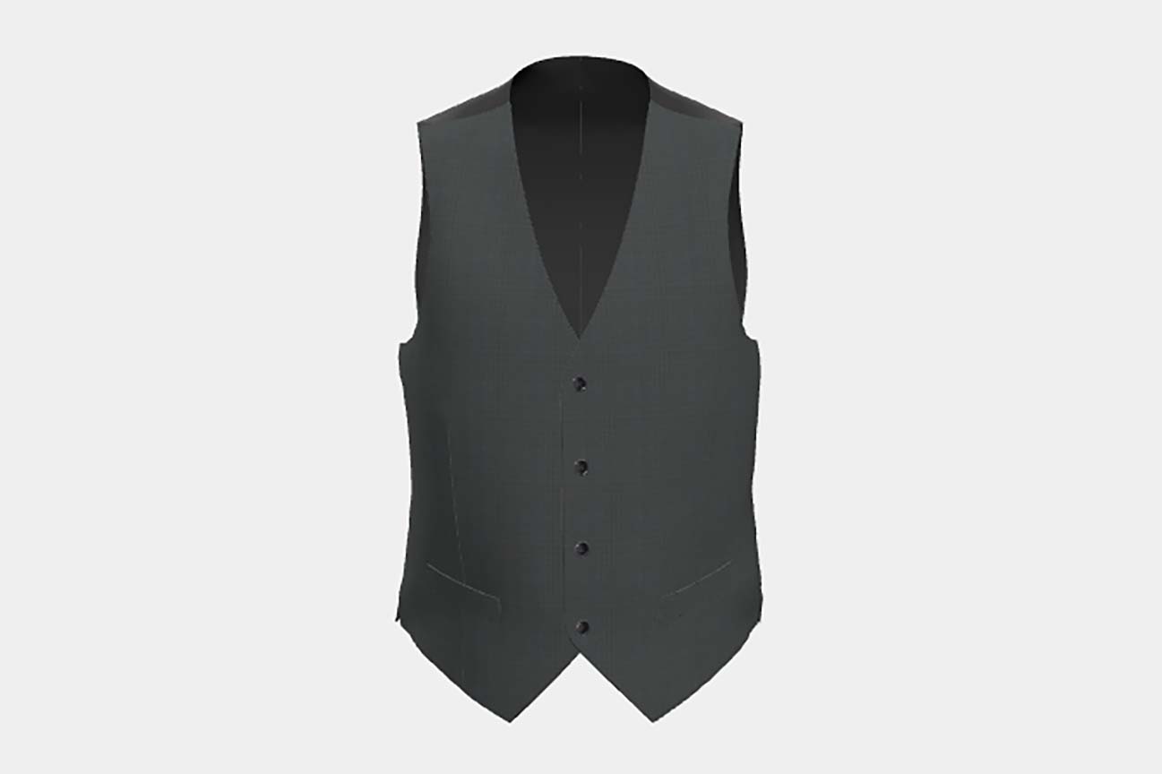 Custom made 130s Prince of Wales wool vest in green Caccioppoli