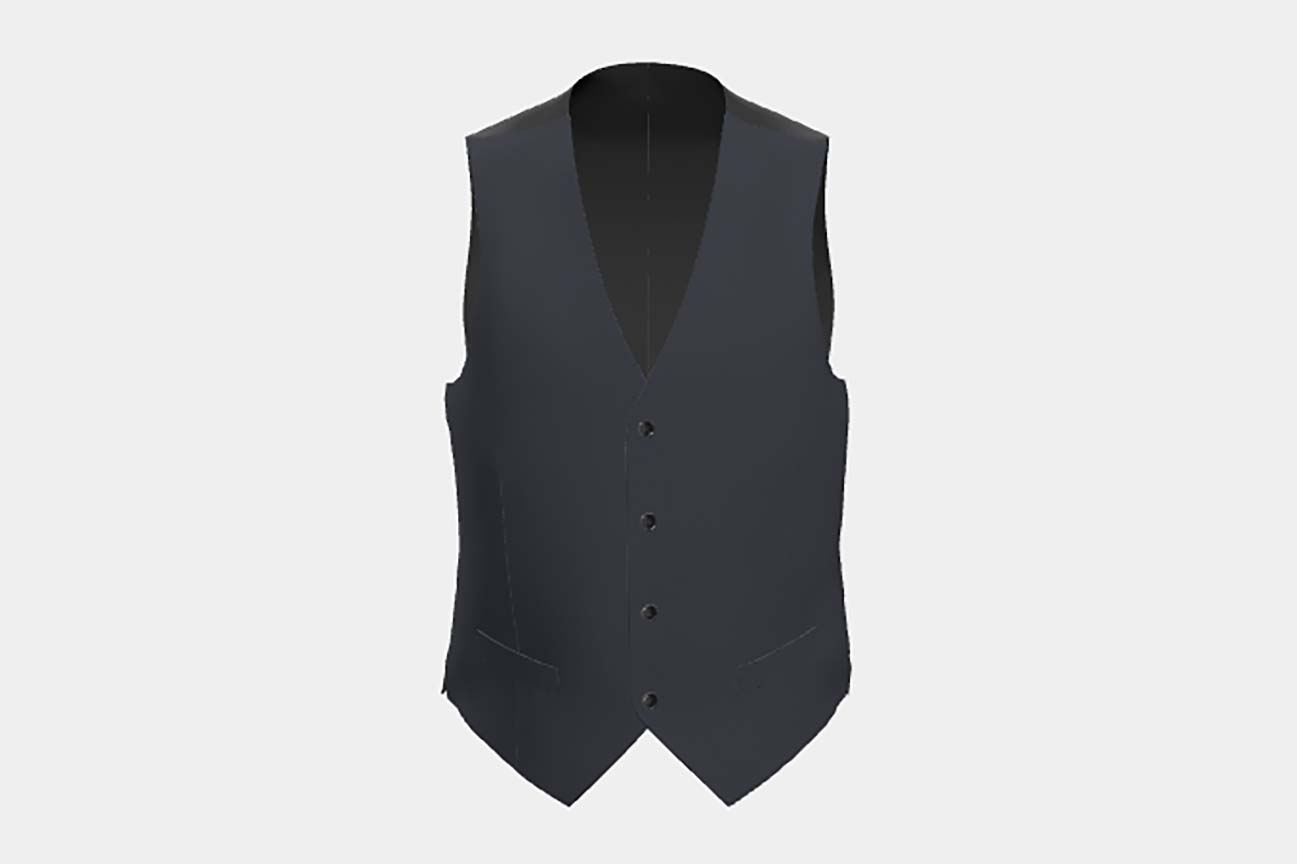Gilet sur mesure en laine et soie bleu Canonico années 120