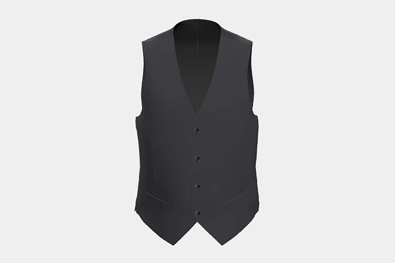 Custom made 130s hopsack wool vest in blue Caccioppoli