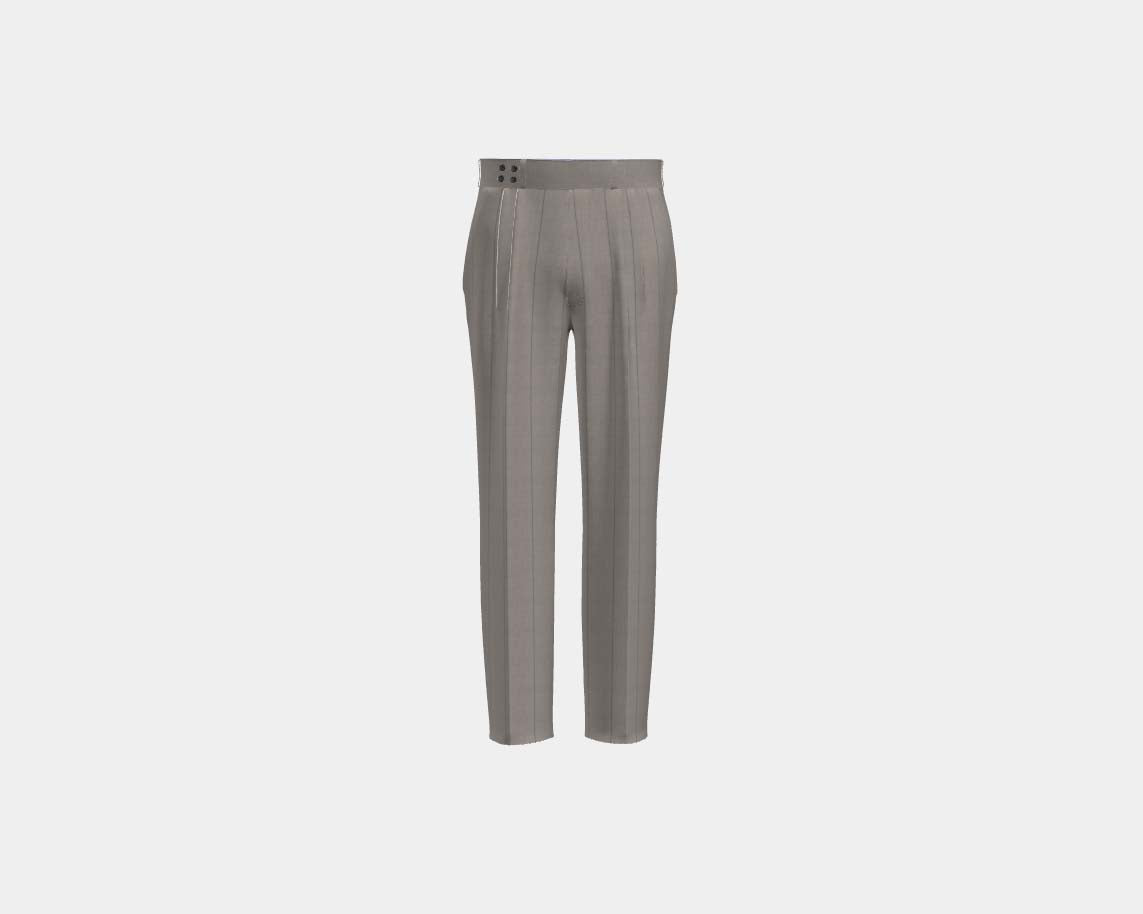 Beige pinstripe 130s wool tailored trousers with band Caccioppoli