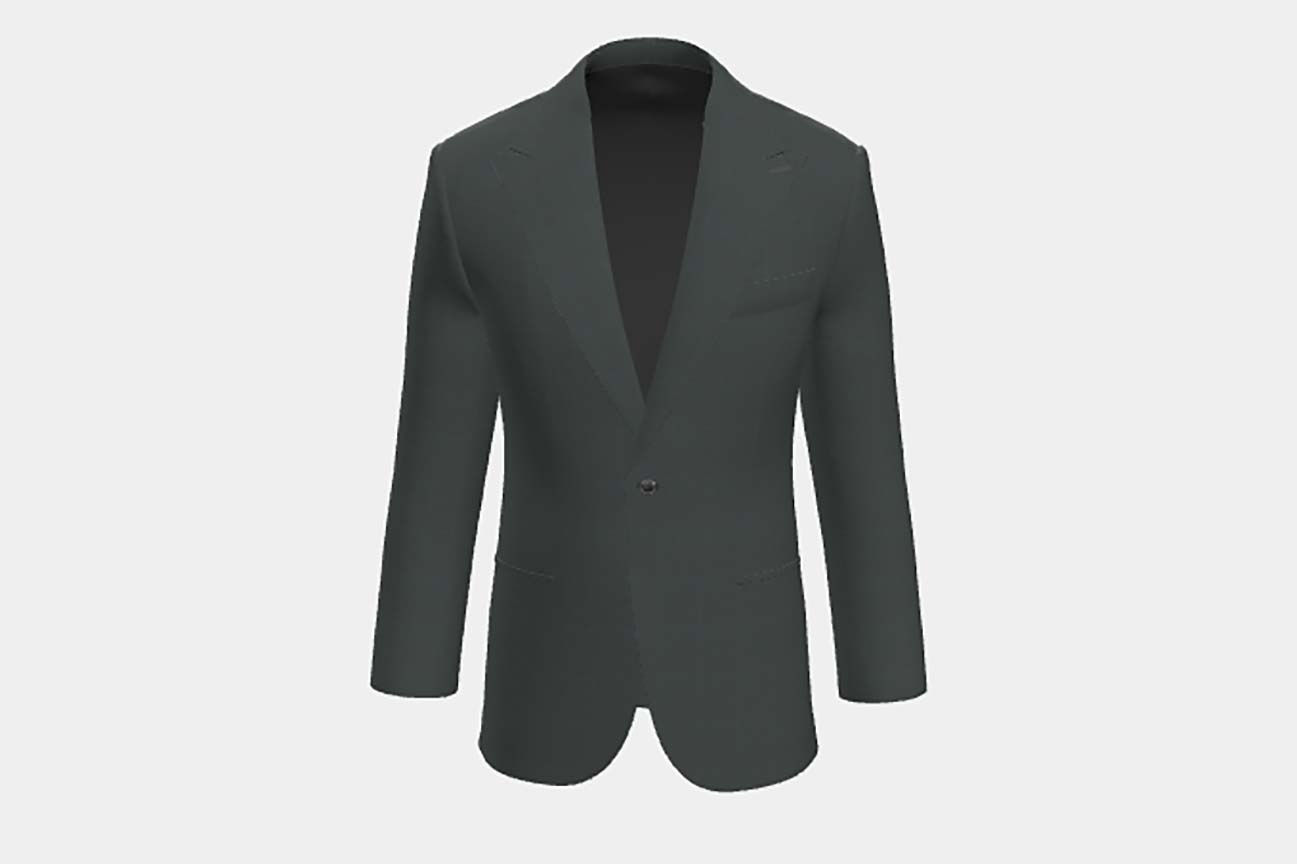 Made to measure 130s wool jacket with green window Caccioppoli