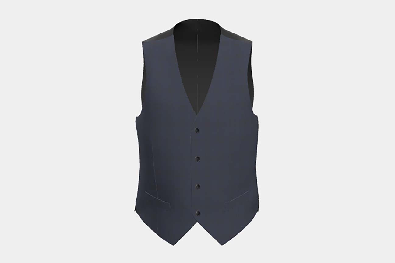 Bespoke 130s wool vest with blue window Caccioppoli