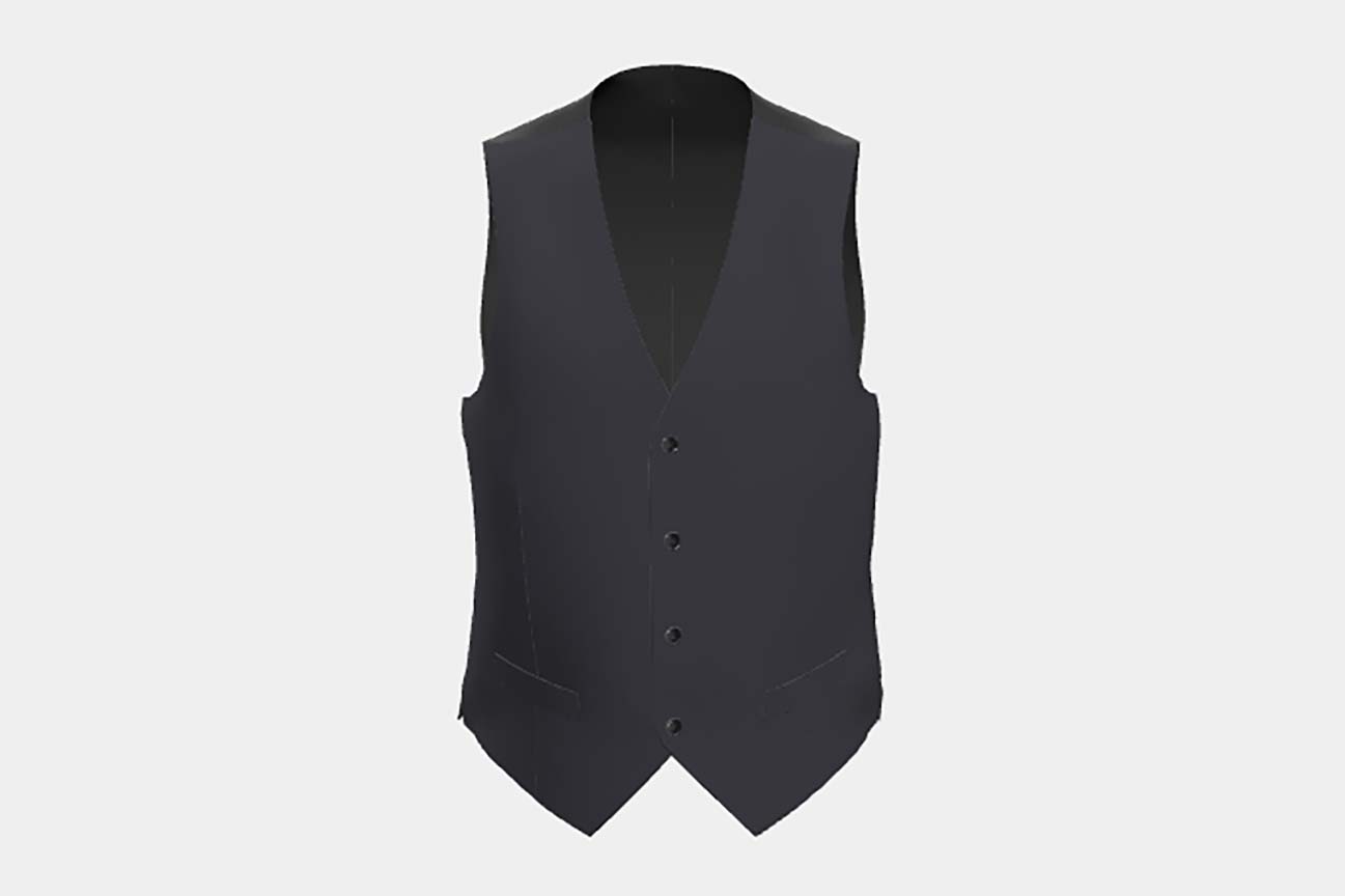 Bespoke 130s blue houndstooth wool vest Caccioppoli