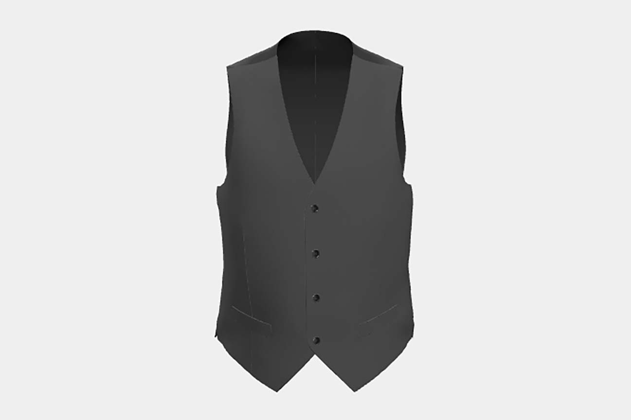 Custom made 130s hopsack wool vest in gray Caccioppoli