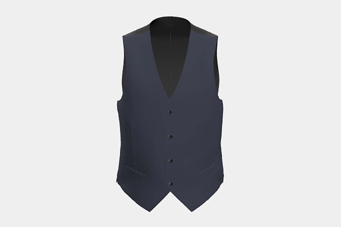 Made to measure 150s blue wool and silk waistcoat Caccioppoli