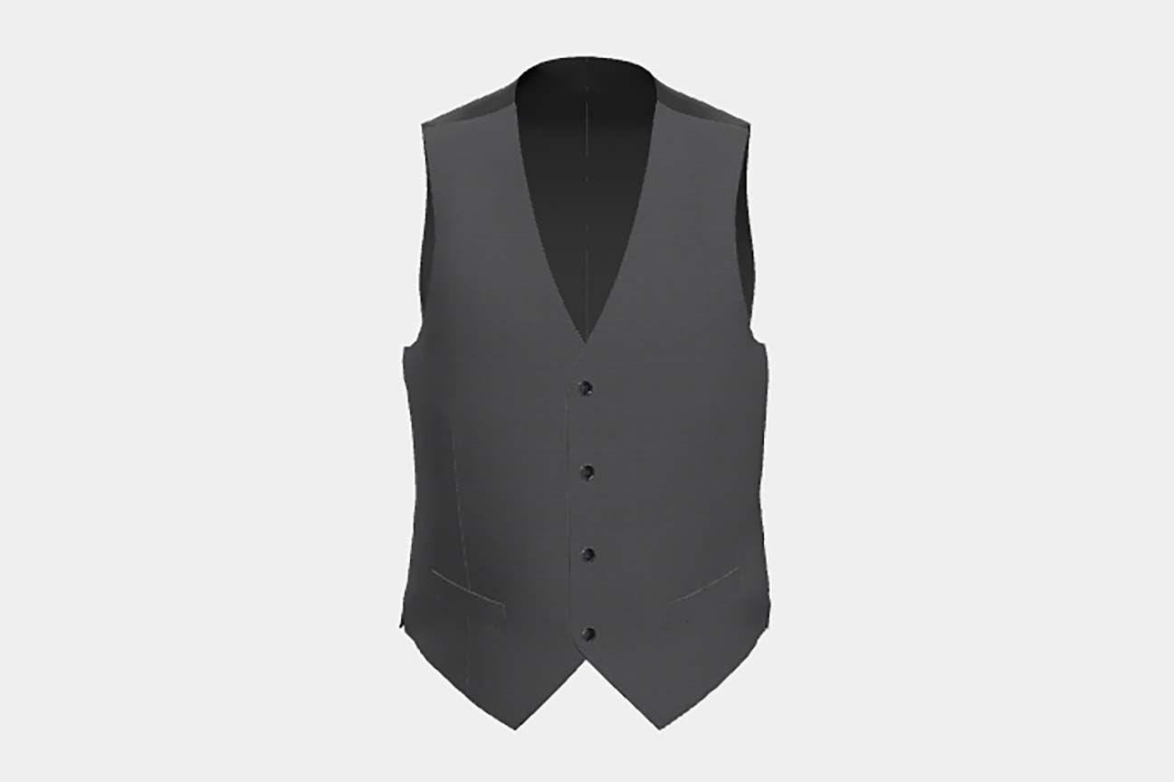 Bespoke 130s wool vest with gray window Caccioppoli