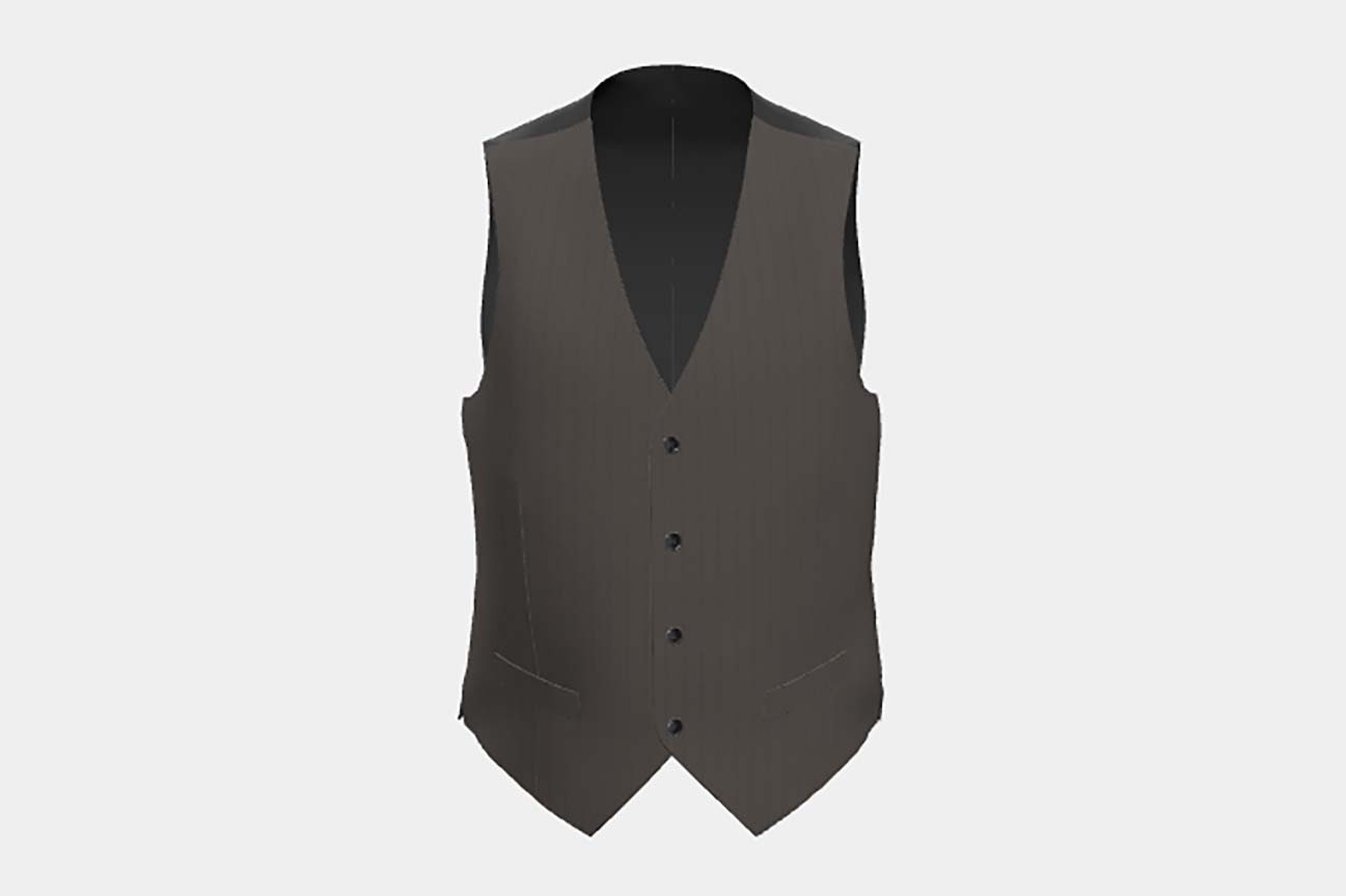 Custom made 130s wool waistcoat with brown pinstripe Caccioppoli