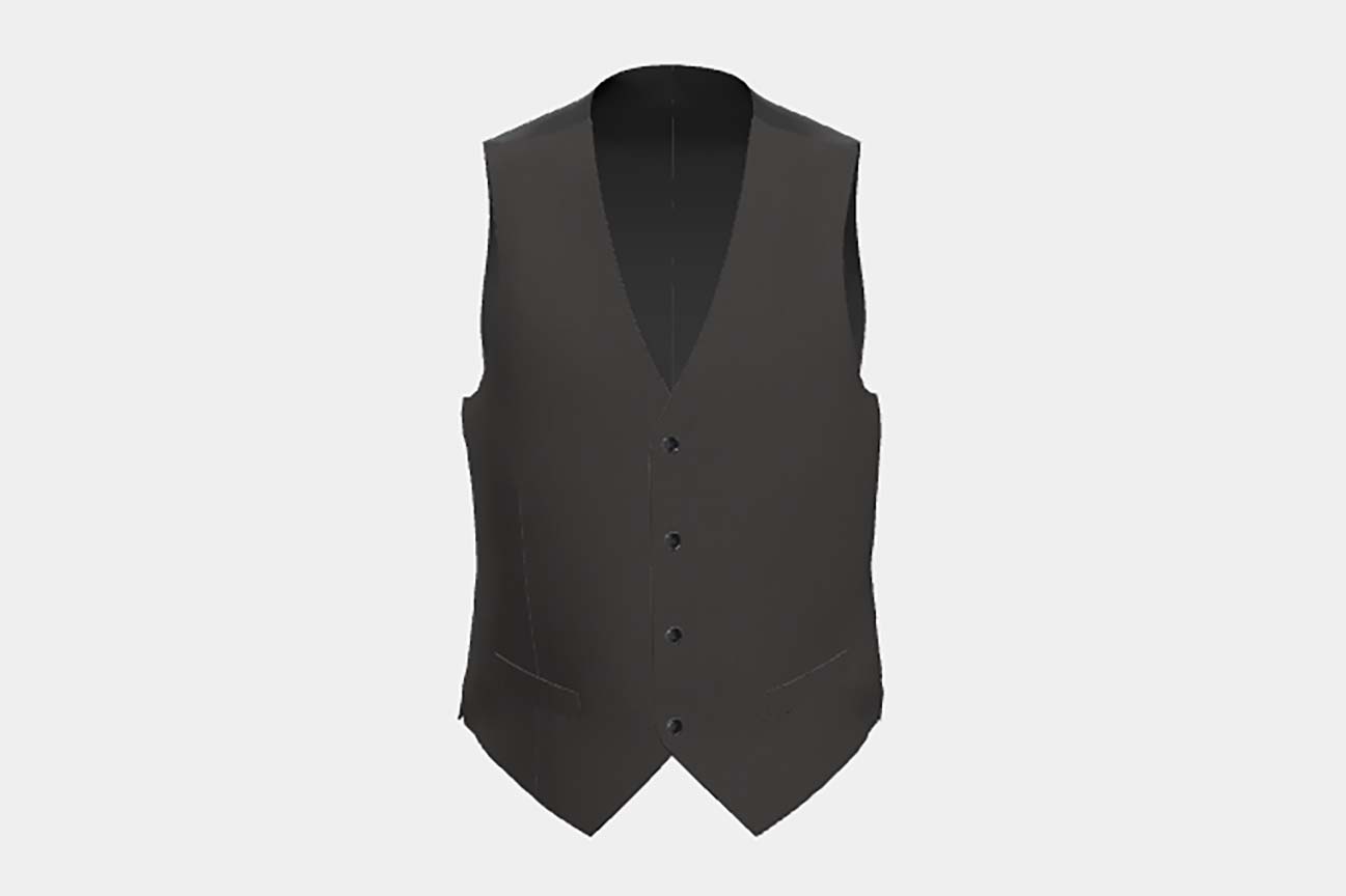 Custom made 130s wool vest with brown window Caccioppoli