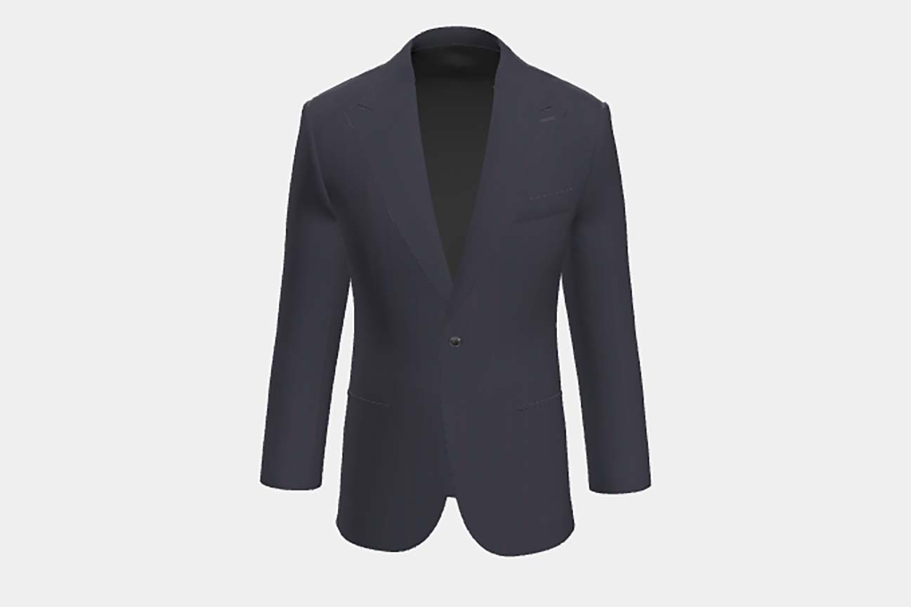 Giacca su misura lana e seta 150s blu Caccioppoli