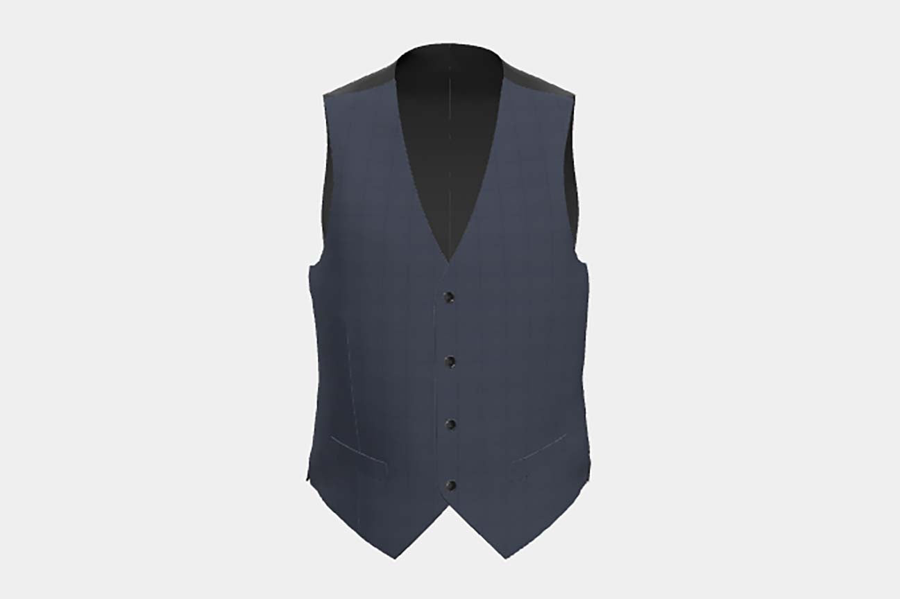 Bespoke 130s wool vest with blue window Caccioppoli