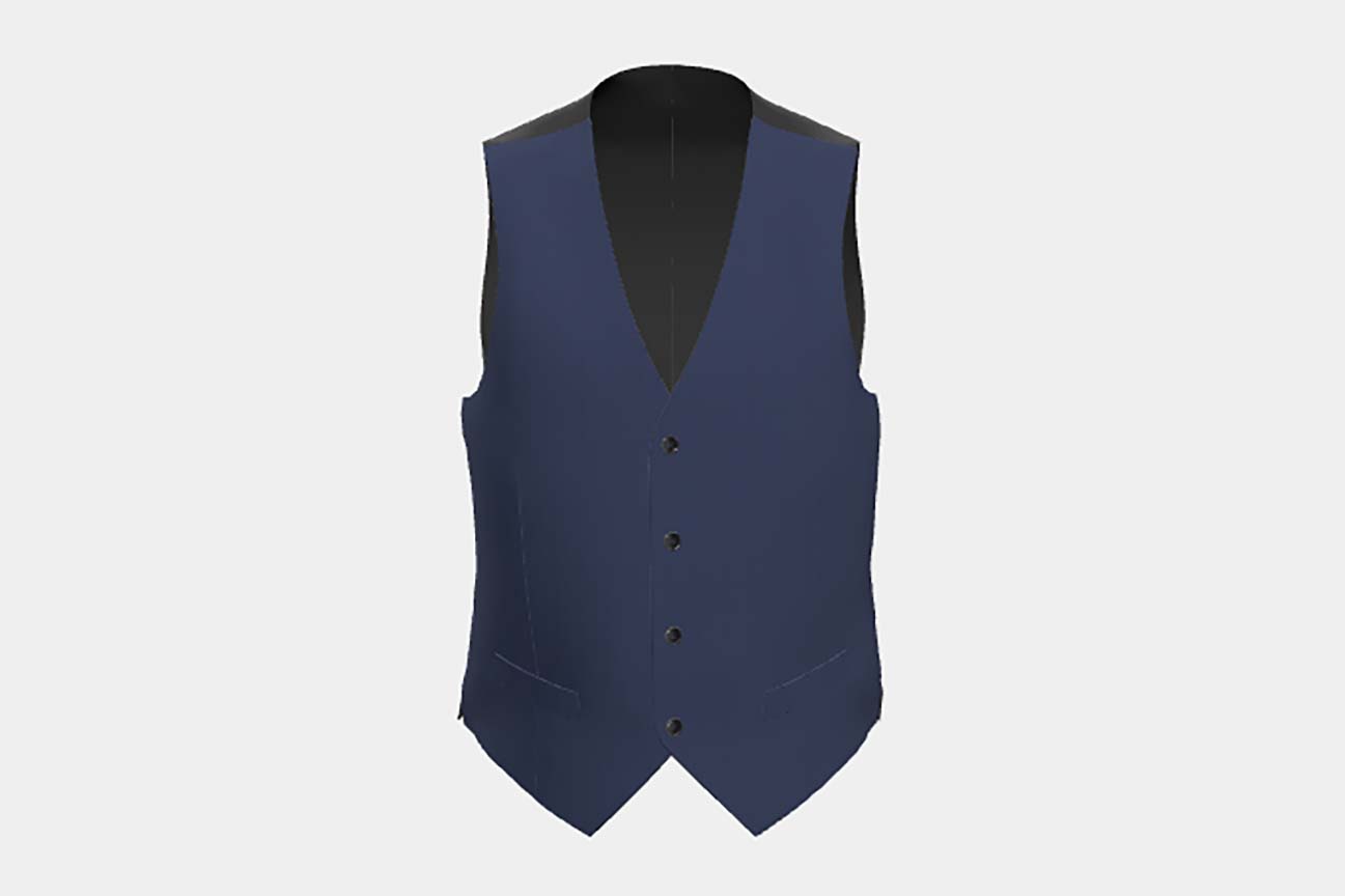 Gilet sur mesure en laine des années 130 à fines rayures bleues Caccioppoli