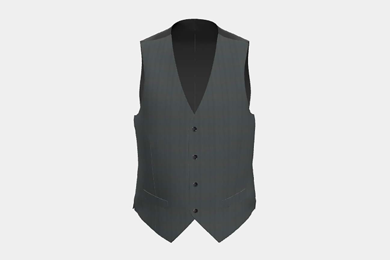 Made-to-measure 130s wool vest with green window Caccioppoli