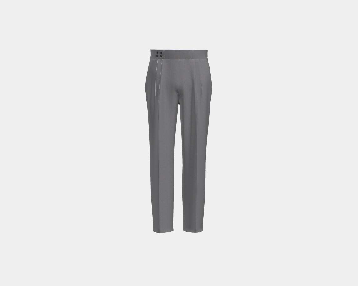 Trousers with tailored band in 130s green Prince of Wales wool Caccioppoli