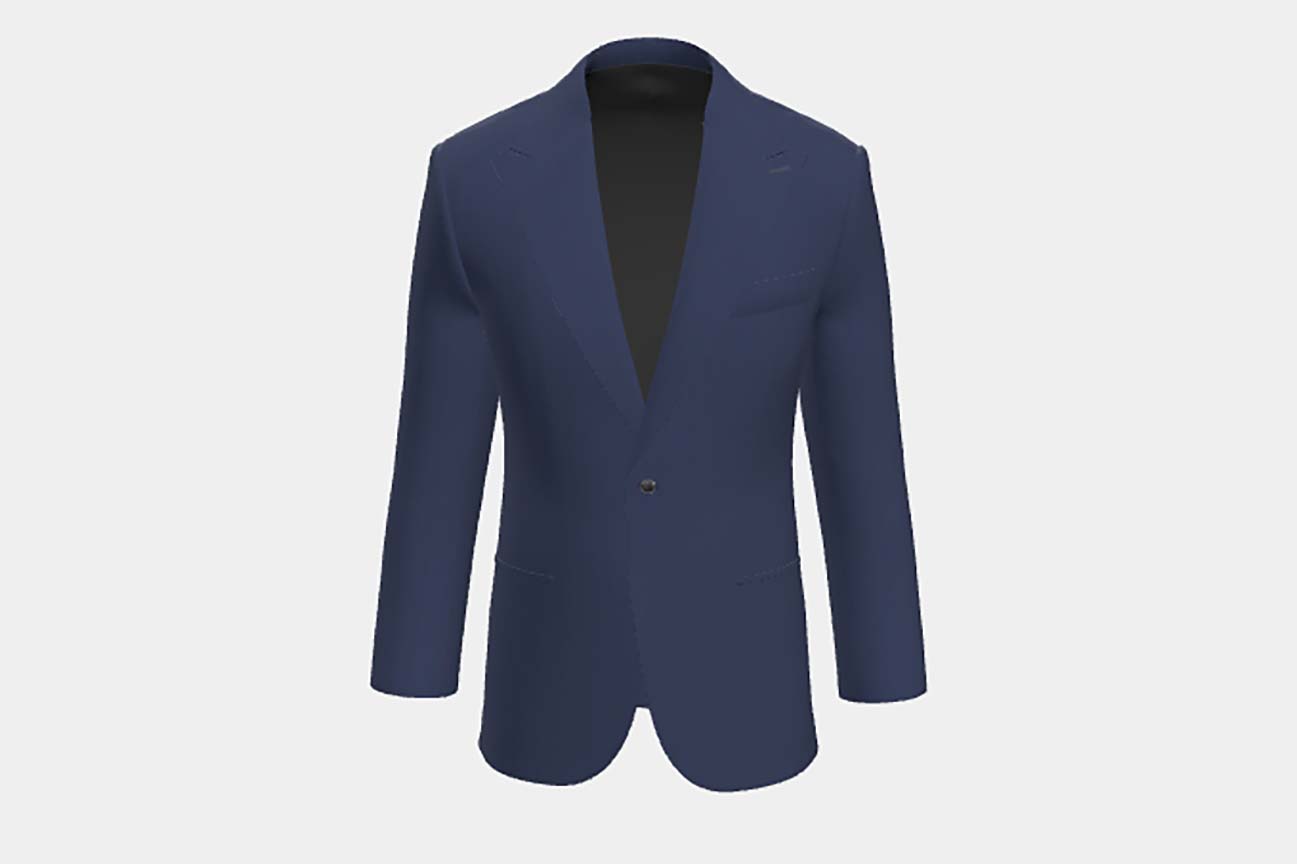 Giacca su misura lana 130s gessato blu Caccioppoli