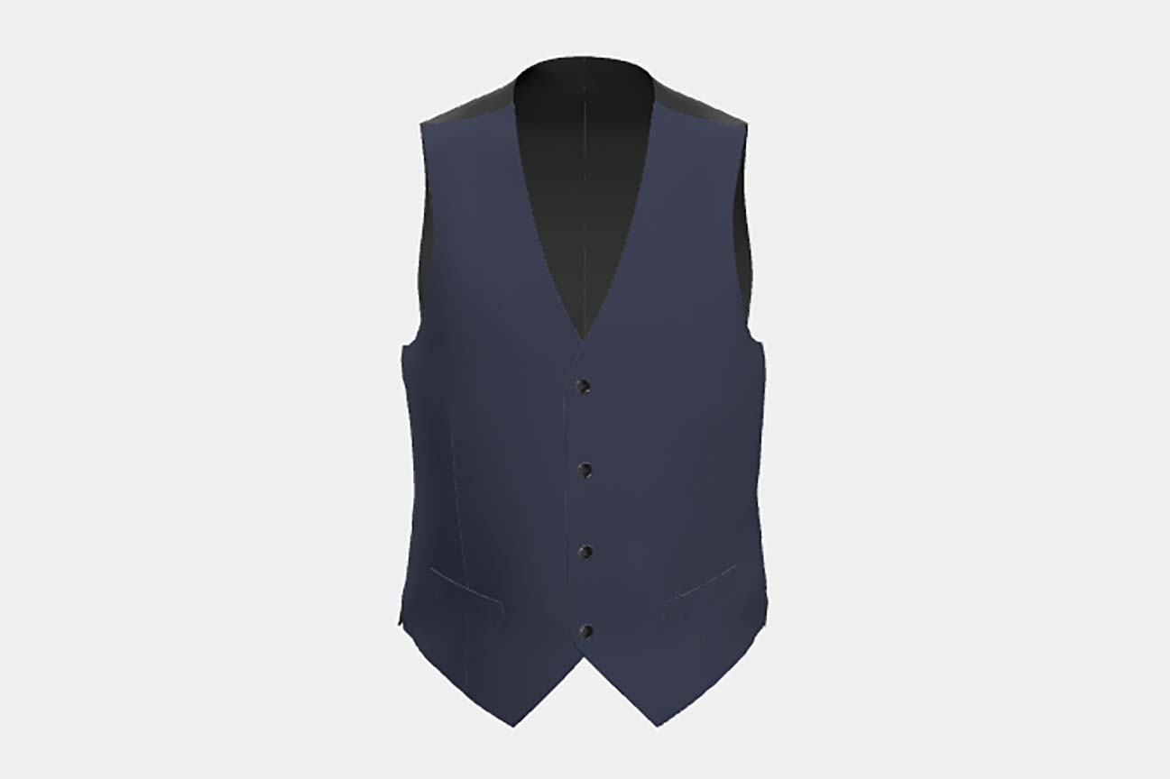 Made to measure 150s blue wool and silk waistcoat Caccioppoli