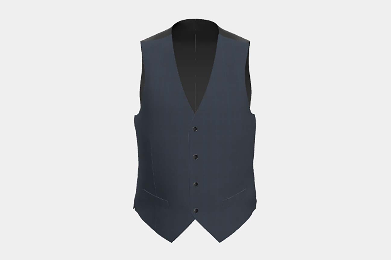 Bespoke 130s wool vest with blue window Caccioppoli