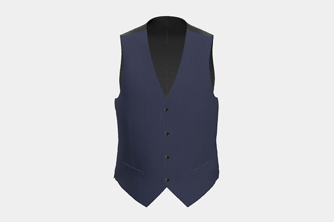 Gilet sur mesure en laine des années 130 à fines rayures bleues Caccioppoli