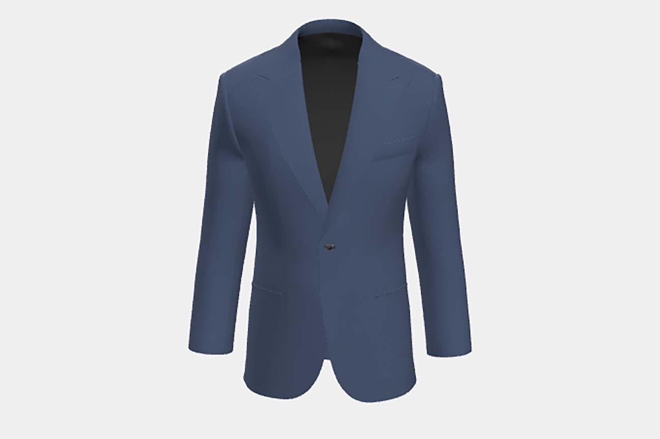 Giacca su misura lana e seta 150s blu Caccioppoli