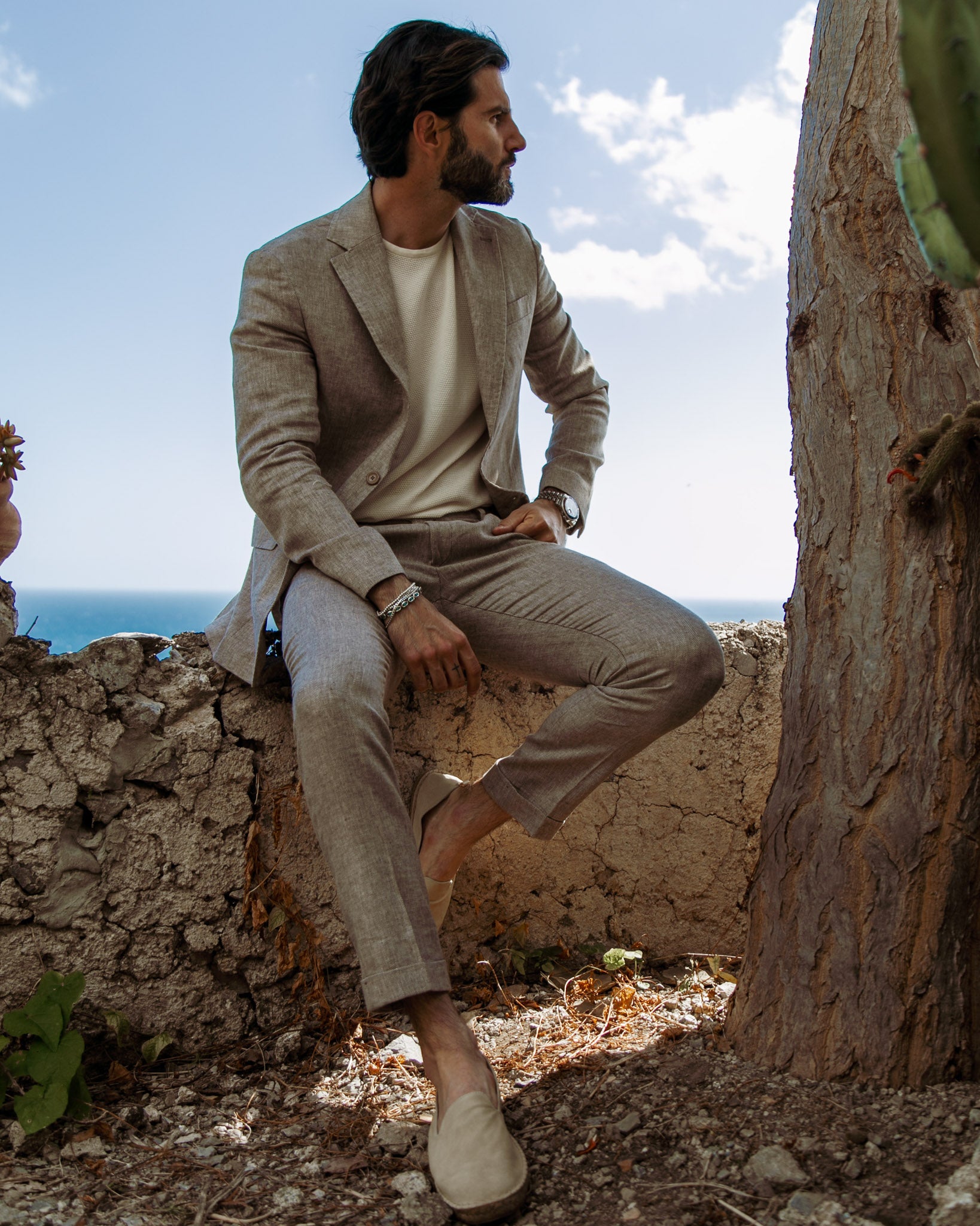 Treia e Moresco - single-breasted mud herringbone suit