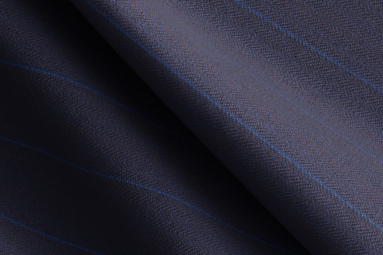 Caccioppoli blue 150s wool and silk tailored trousers with band