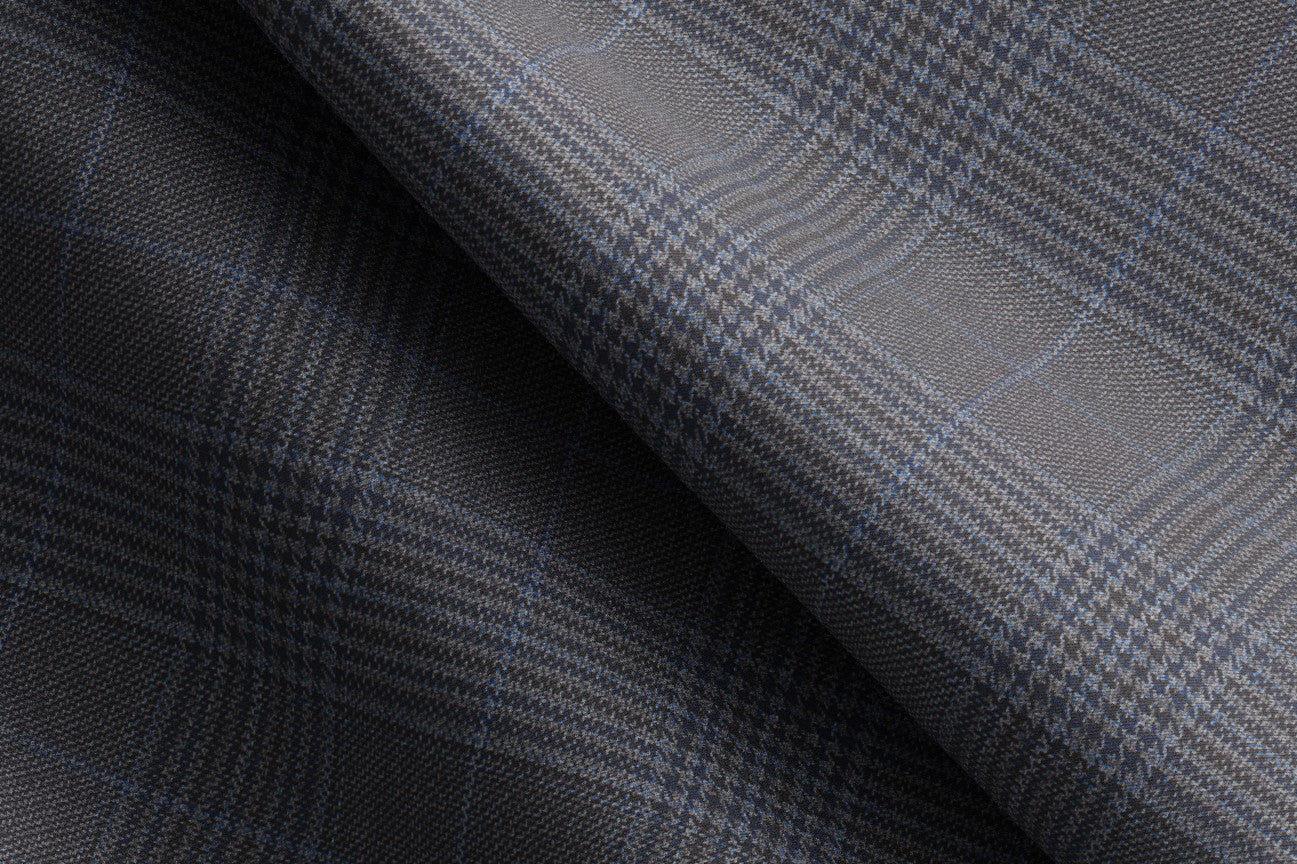 Custom made 130s Prince of Wales wool vest in gray Caccioppoli