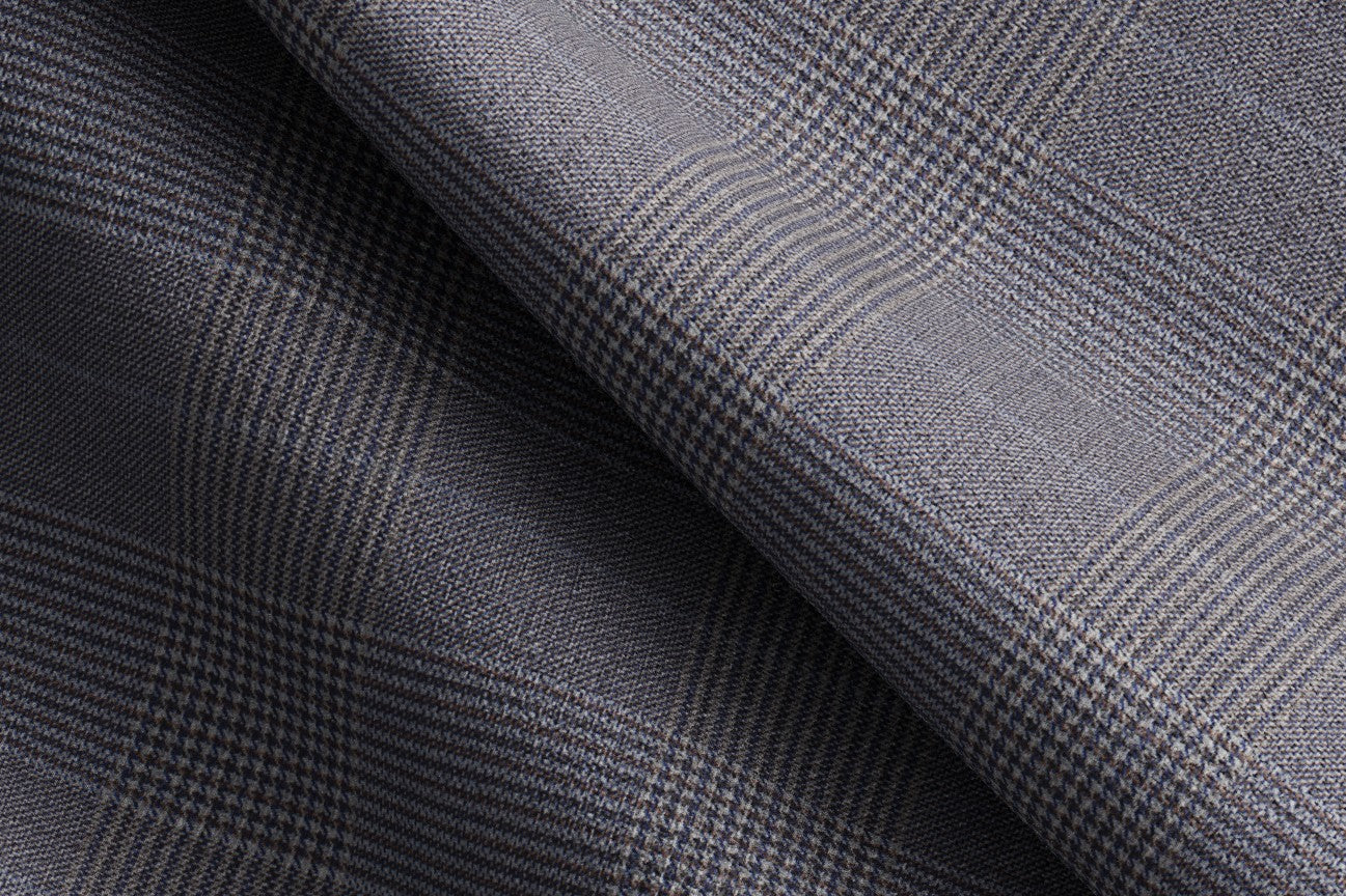 Caccioppoli gray 150s wool and silk tailored trousers with band