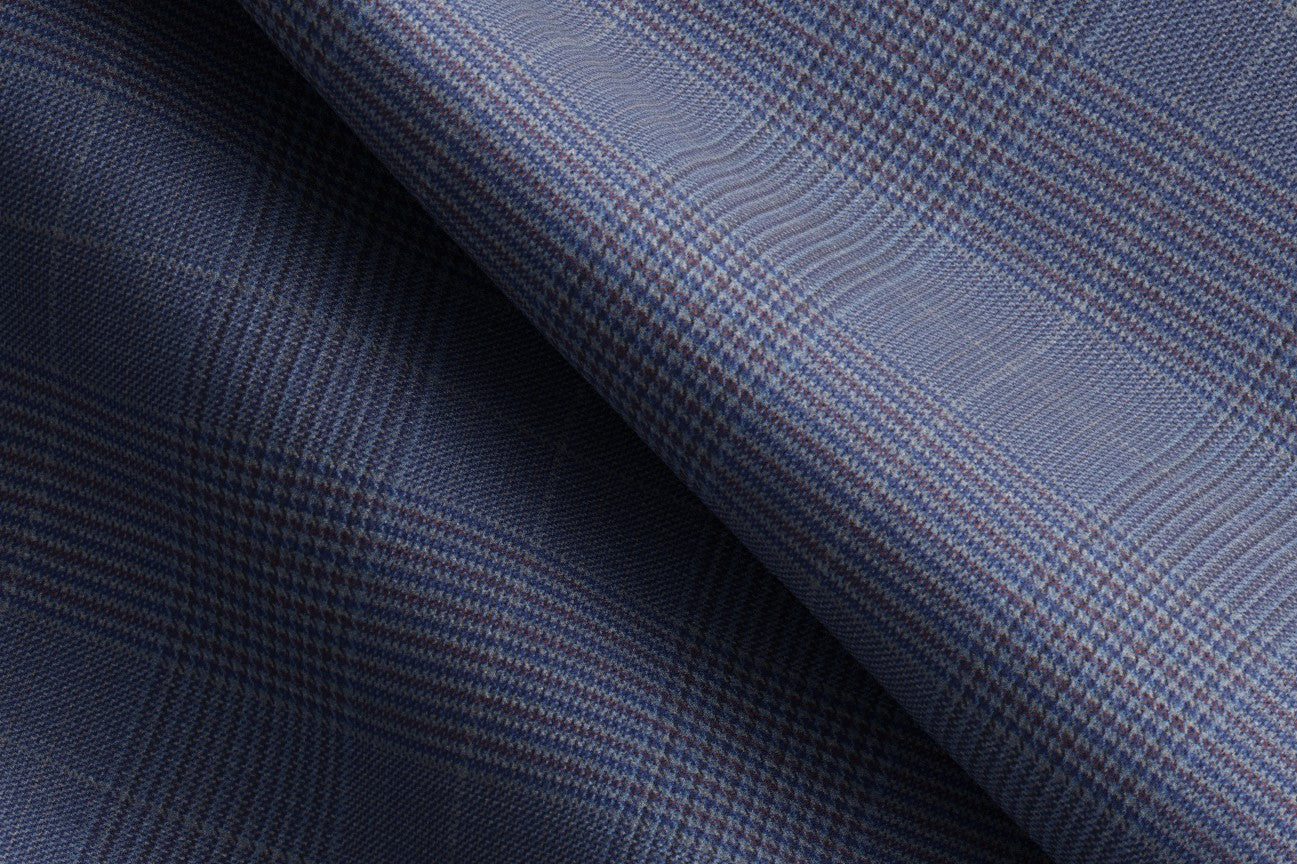 Made to measure 150s blue wool and silk waistcoat Caccioppoli