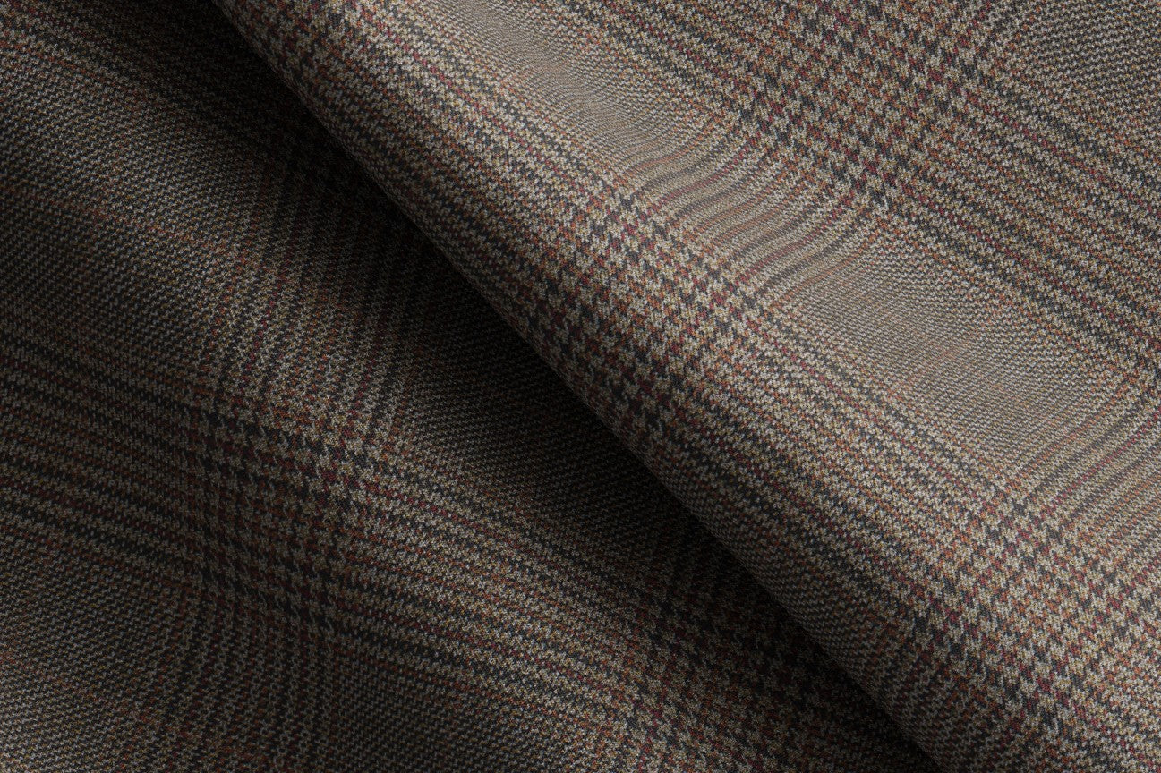 Beige Prince of Wales 130s wool tailored waistcoat Caccioppoli