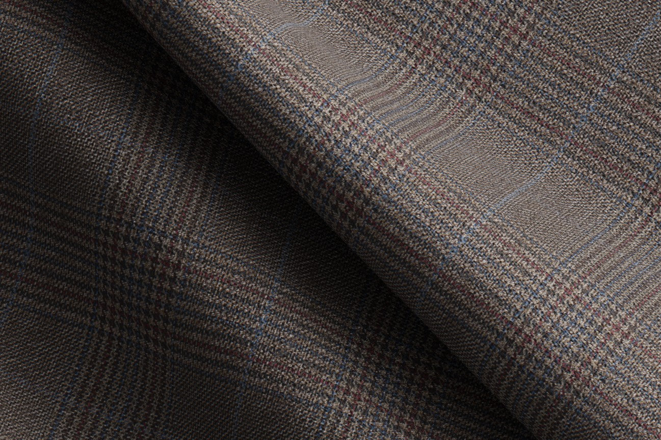 Beige Prince of Wales 130s wool tailored waistcoat Caccioppoli