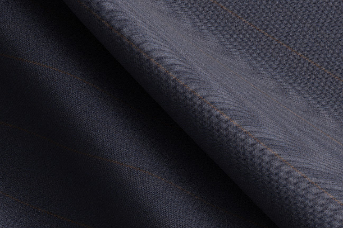 Caccioppoli blue 150s wool and silk tailored trousers with band