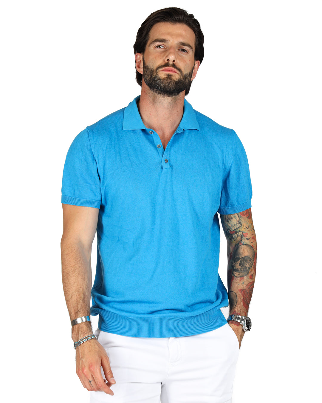 ROGER - MEDITERRANEAN KNITTED POLO SHIRT
