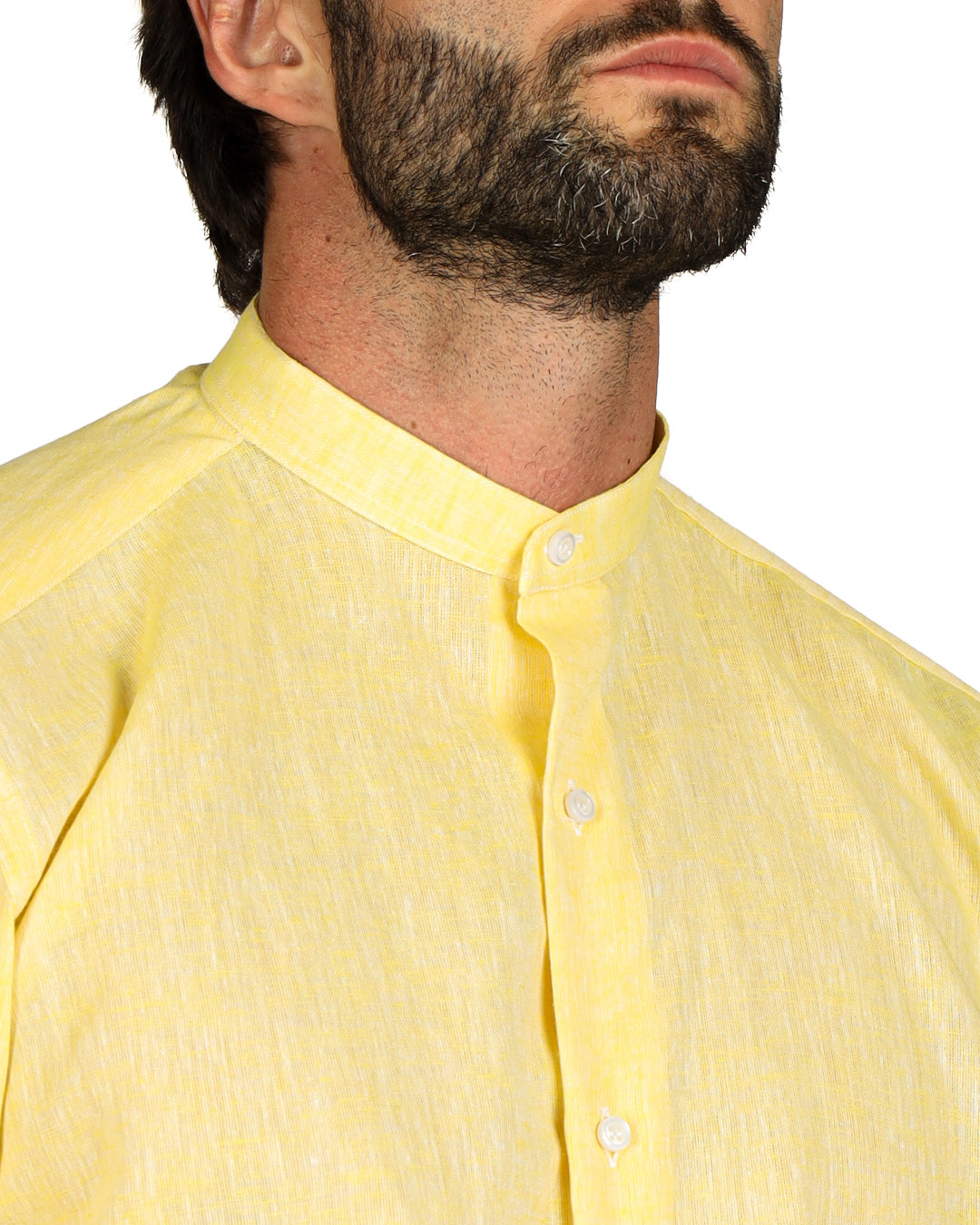 Positano - Camicia coreana gialla in lino
