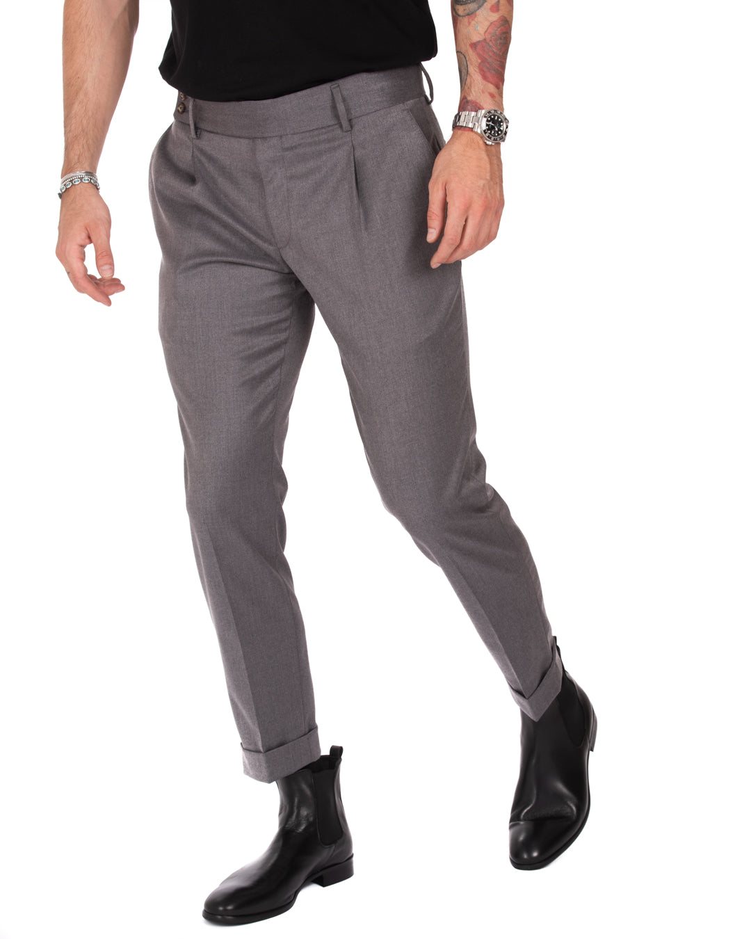 Italian - pantalone vita alta grigio