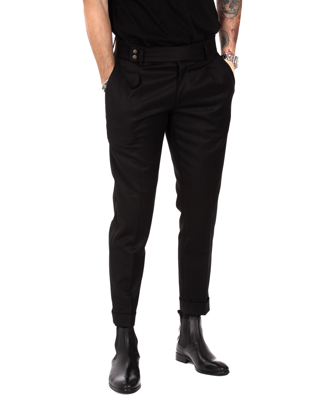 Italian - pantalone vita alta nero