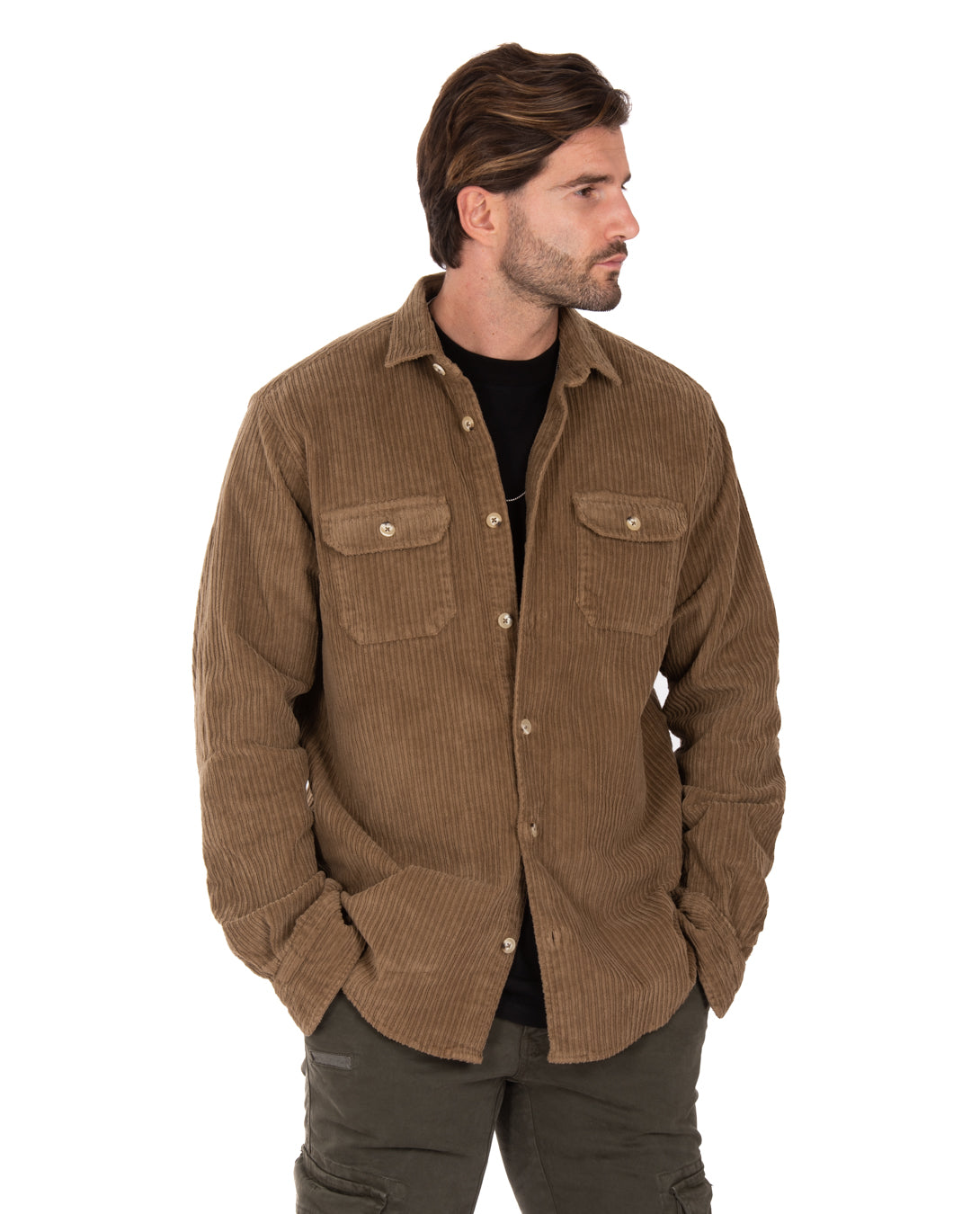 Atlantis - camisa de terciopelo camel