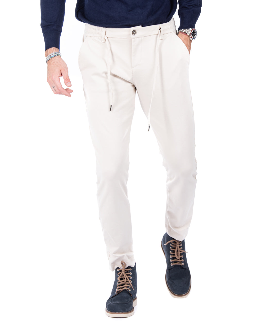 Mustang - cream milan stitch trousers