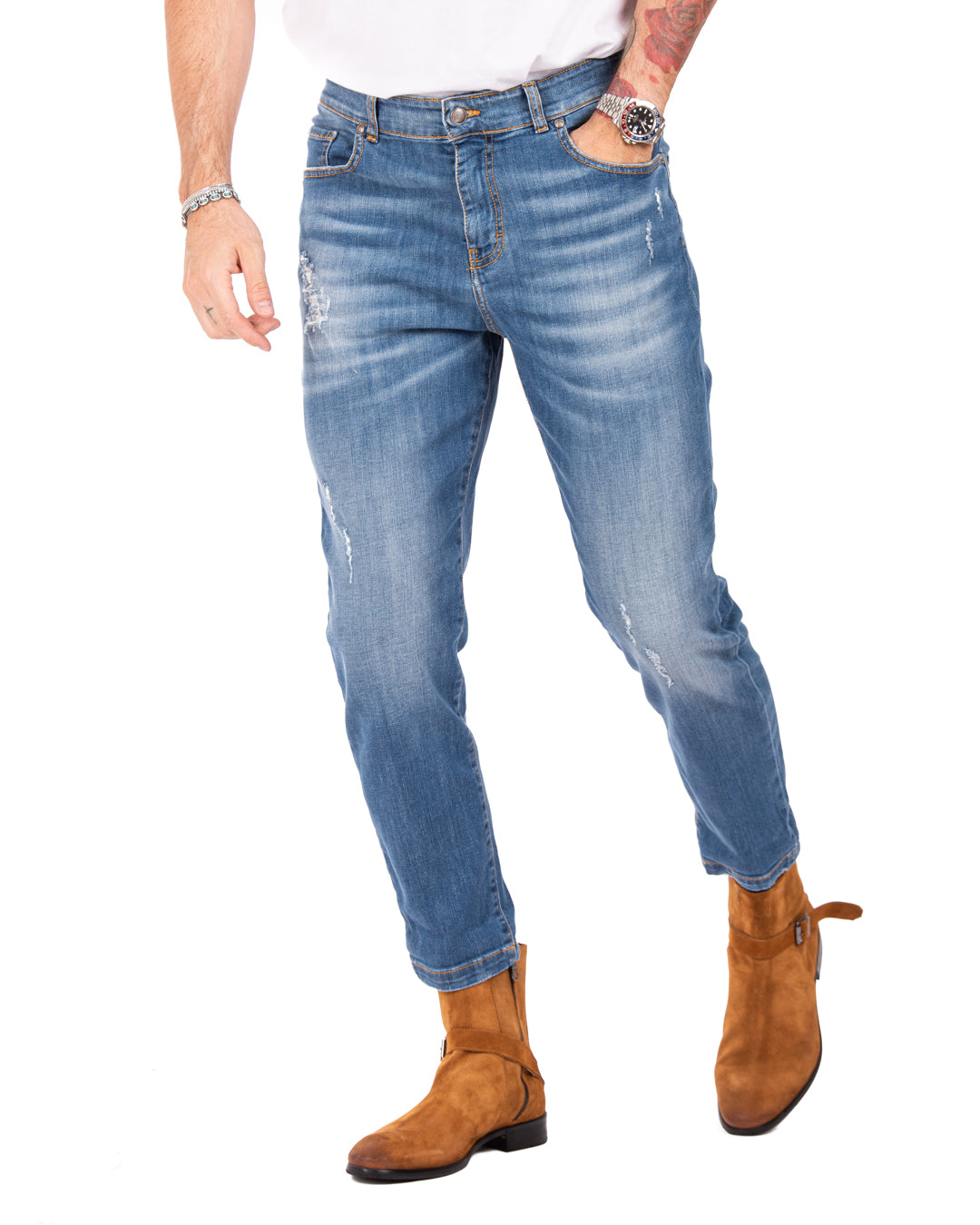 Main - jeans classico skinny lavaggio chiaro