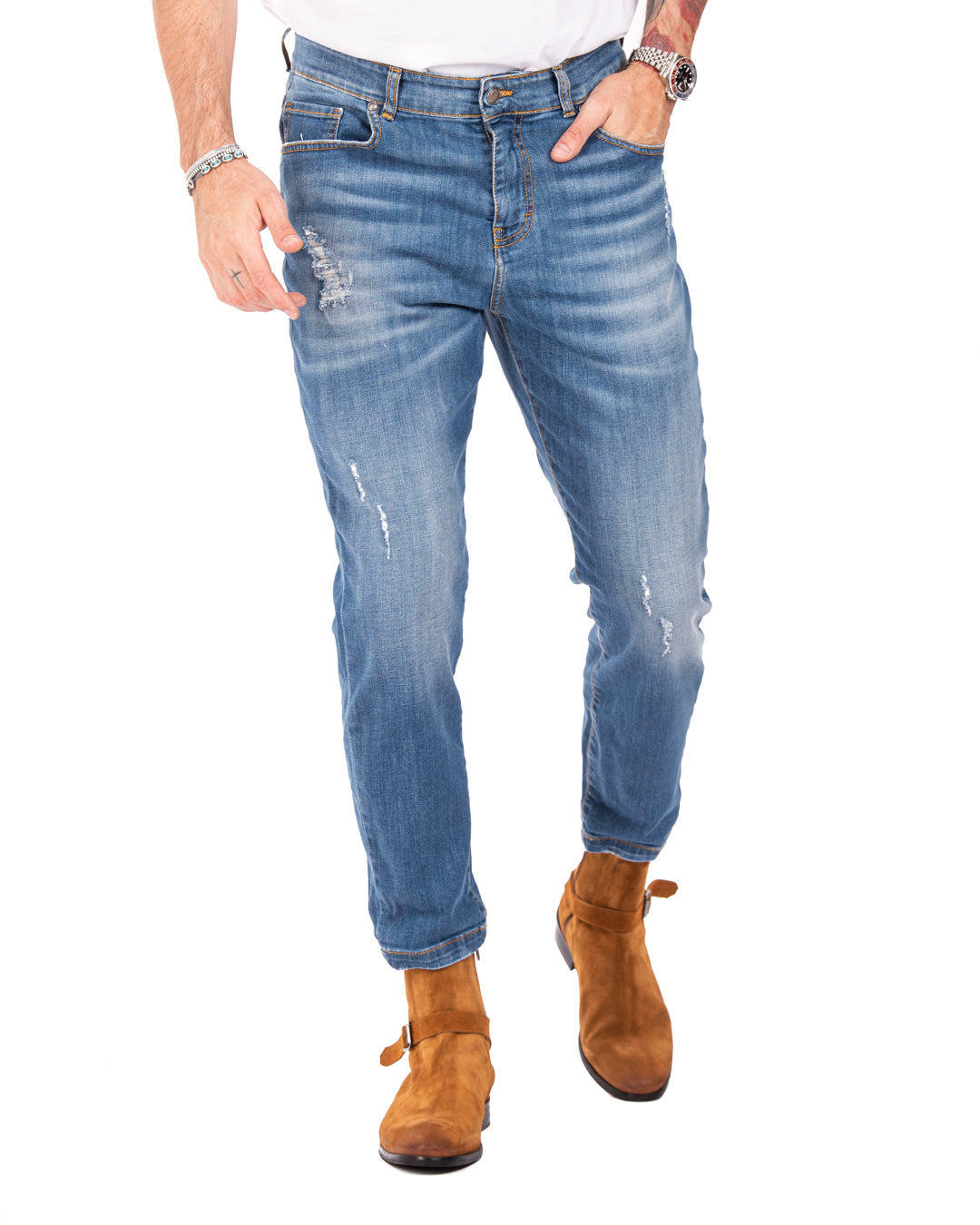 Main - jeans classico skinny lavaggio chiaro