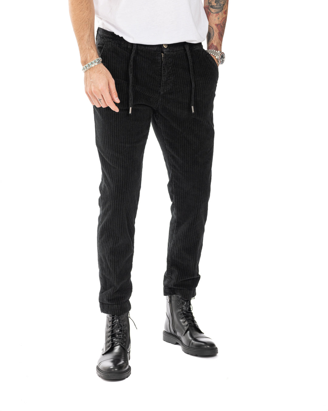 Kim - black rocker velvet trousers