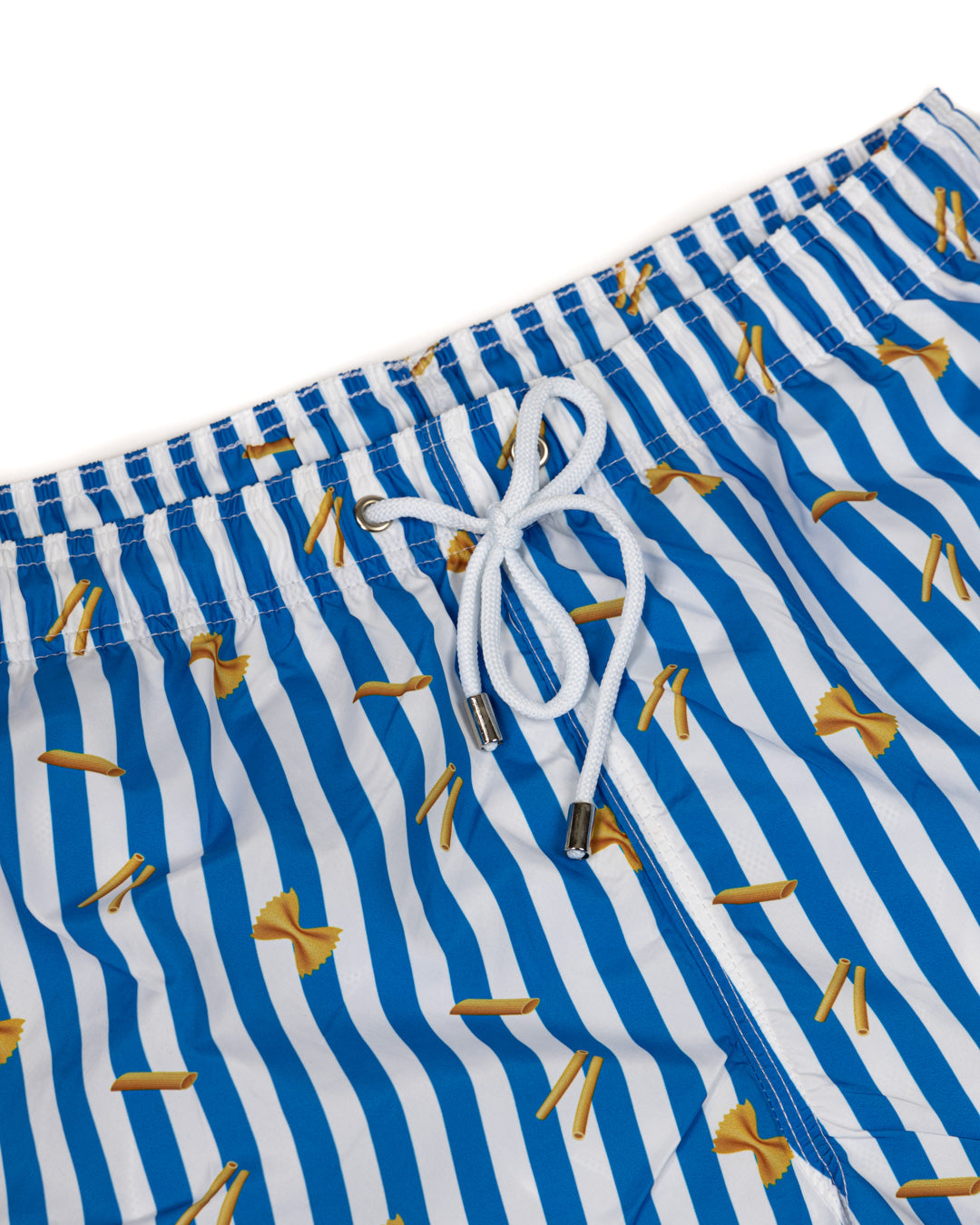 Swimsuit - Pasta pattern with light blue stripes