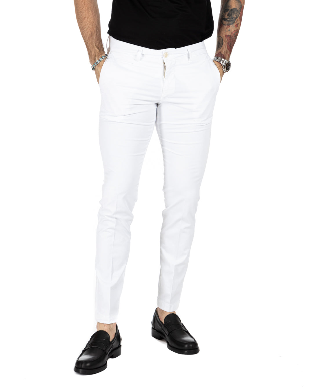Frank - pantalone basic bianco