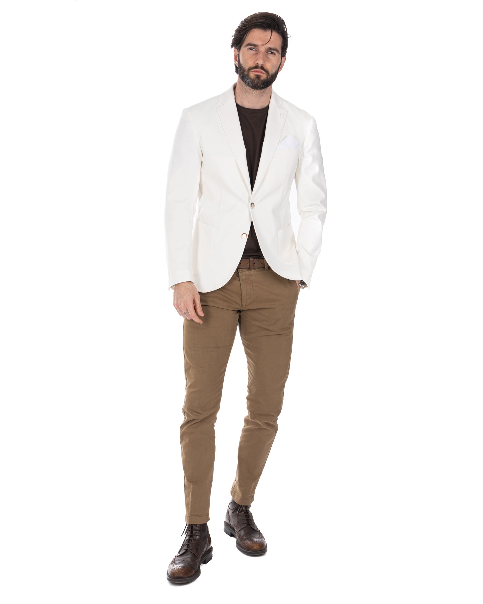 Shelby - cream Milan stitch single-breasted jacket