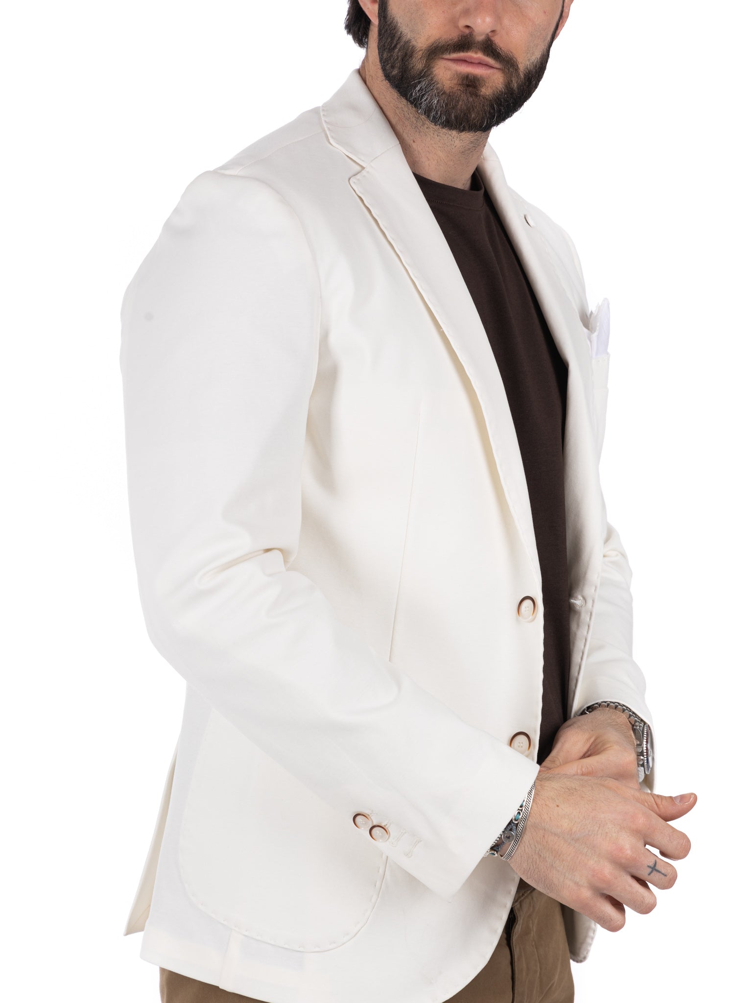 Shelby - cream Milan stitch single-breasted jacket