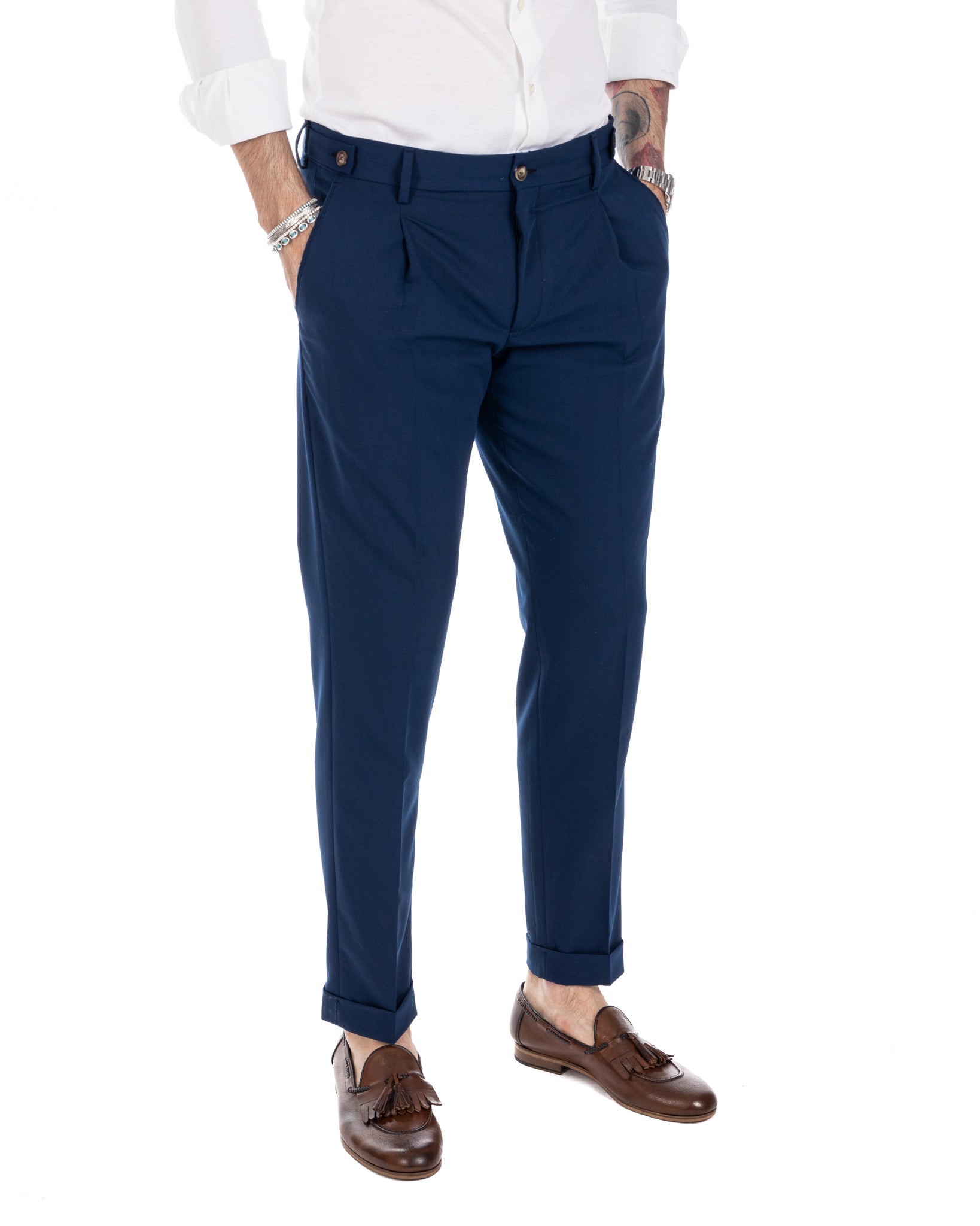 Milano - pantalone basic bluette