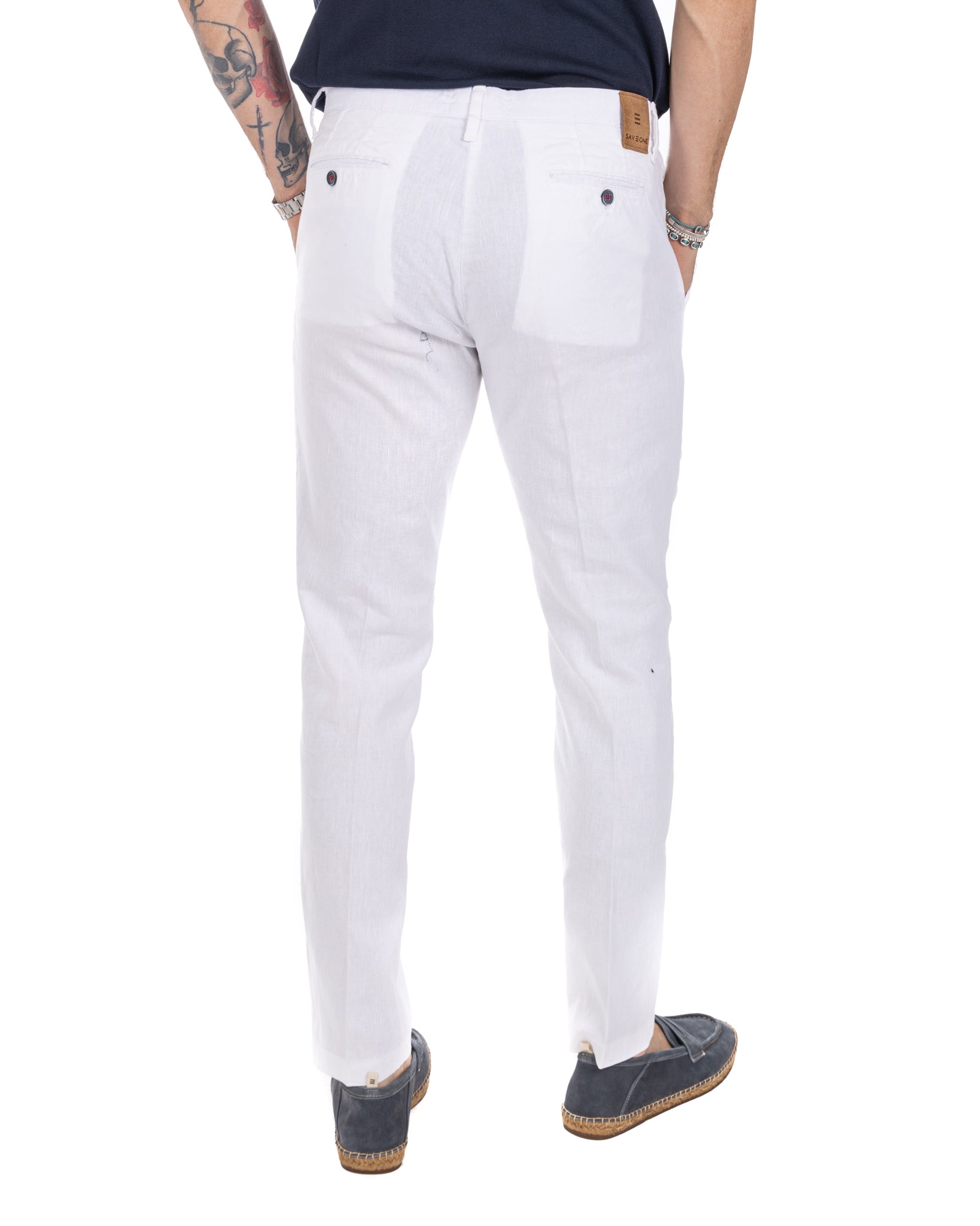 Didier - pantalone bianco in lino stretch