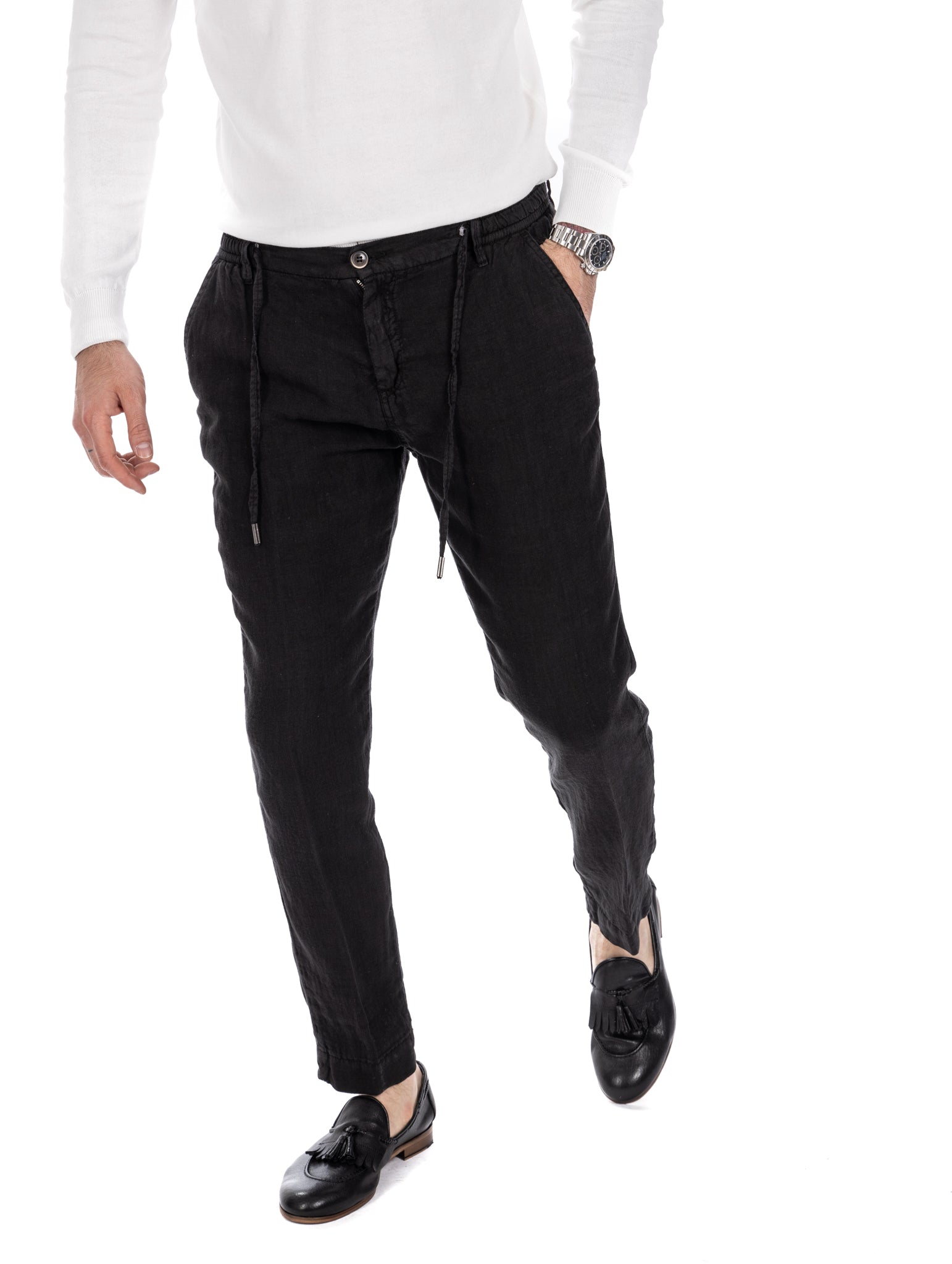 Gustave - pantalon en pur lin noir