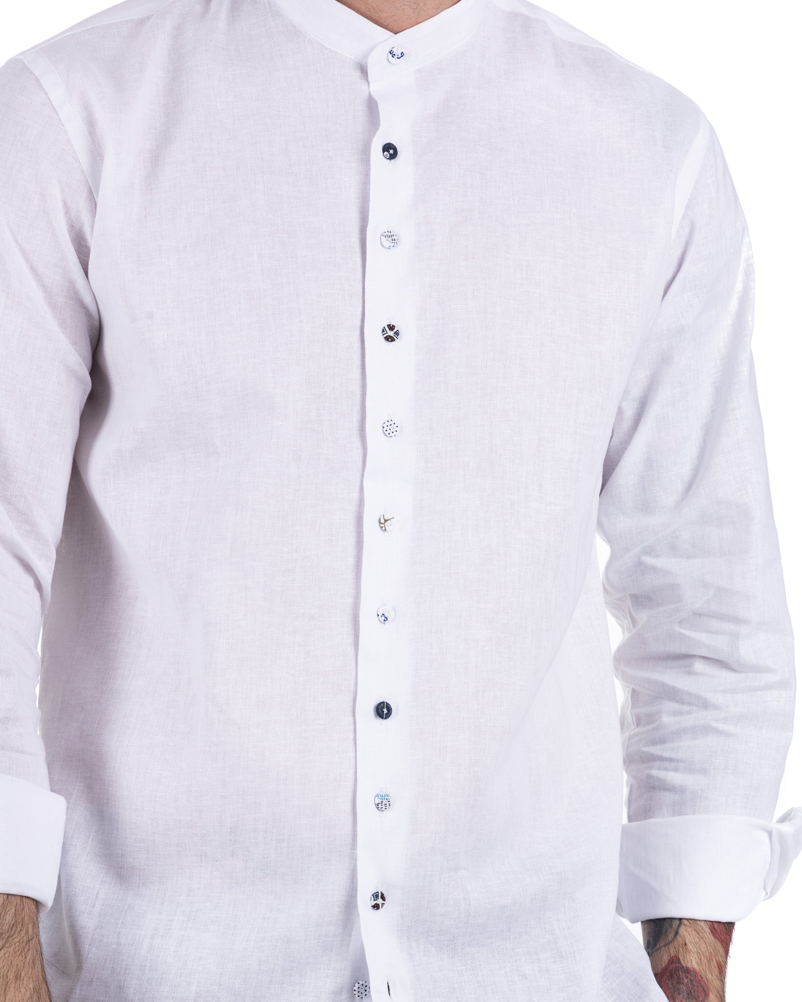 Positano - chemise coréenne en lin blanc